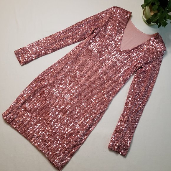 KAOS Mini Party Dress in Pink Sequins Size US 8 EU 38 - Picture 9 of 12